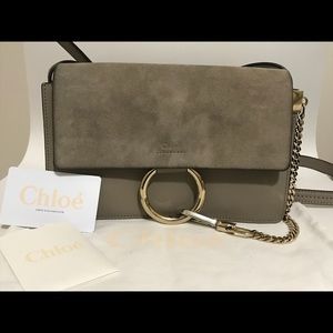 Chloe Small Faye Leather Crossbody Bag Gray